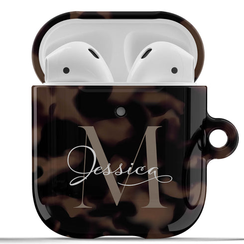 Monogram Personalized Tortoiseshell AirPods Case